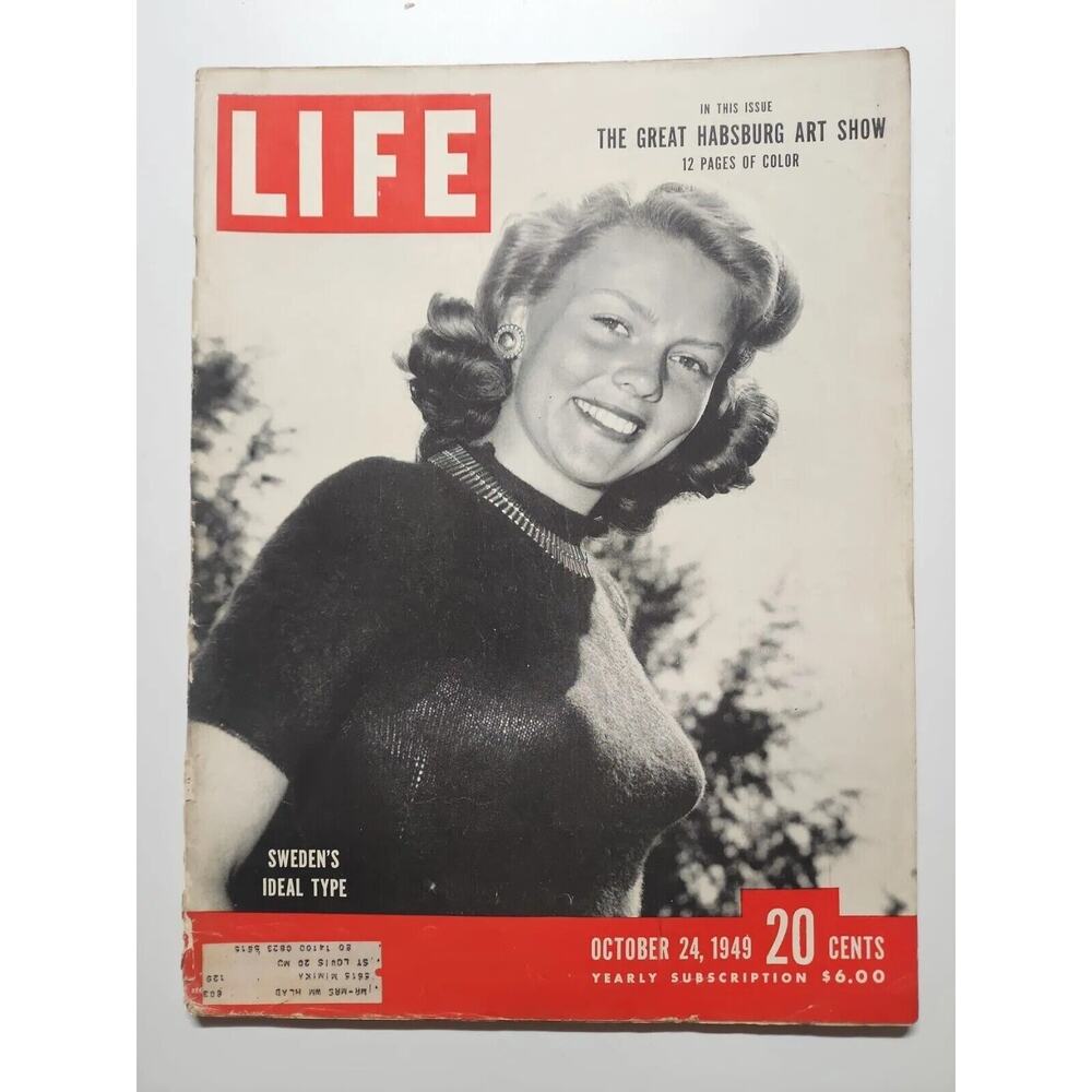 1949 Life Magazine Oct. 24 Sweden's Ideal Type/ Habsburg Art Show Great Ad! M435